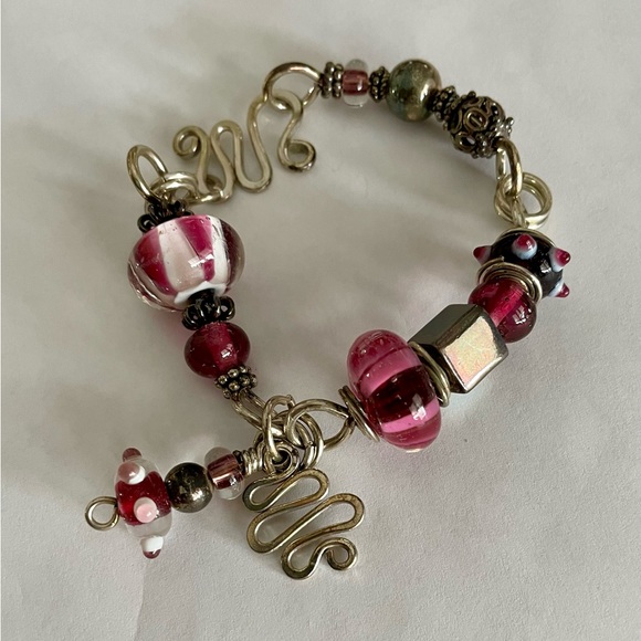 Hand Crafted Jewelry - Unique Handmade Silver and Lampwork Glass Beads Bracelet